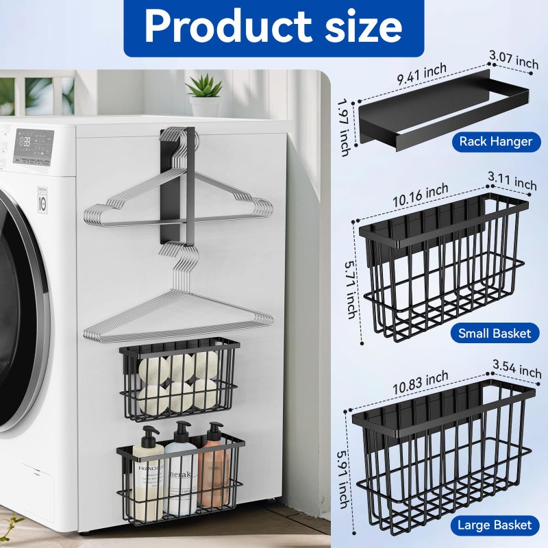 Detukna Magnetic Dryer Ball Holder and Magnetic Hanger Holder for Laundry Room Organization and Storage  Magnetic Lint Bin for Laundry Room  Iron Basket Dryer Ball Container for Laundry Room Storage (Black) - Image 3